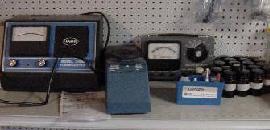 Two spectrophotometers, a pH meter, and several jars used by the ichthyology 
group to test the stream content